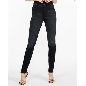 High Waisted Denim Perfect Curves Raw Hem Jean Leggings